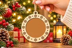 Blank Snowflake Bauble SVG, Laser Cut Wood Glowforge Files Product Image 1