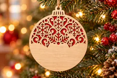 Blank Snowflake Bauble SVG, Laser Cut Wood Glowforge Files Product Image 1