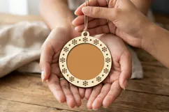 Blank Snowflake Bauble SVG, Laser Cut Wood Glowforge Files Product Image 2
