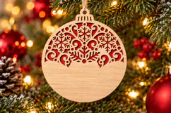 Blank Snowflake Bauble SVG, Laser Cut Wood Glowforge Files Product Image 2