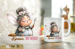 Cute Fairy watercolor clipart, Coffee mug wrap sublimation Product Image 1