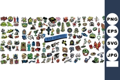 Tattoo Flash Graveyard Vector Icons Skulls Coffins Crosses Product Image 1