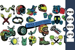 Skate Punk Vector Flash Set - Helmets Boots Badges Product Image 1