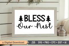 Bless Our Nest Sign SVG, Farmhouse Christmas Sign Product Image 1