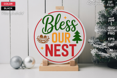 Bless Our Nest SVG | Christmas Round Sign SVG | Xmas SVG Product Image 2