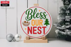 Bless Our Nest SVG | Christmas Round Sign SVG | Xmas SVG Product Image 2