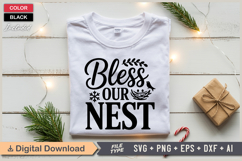 Bless Our Nest SVG | Christmas SVG | Holiday SVG | Xmas SVG Product Image 2