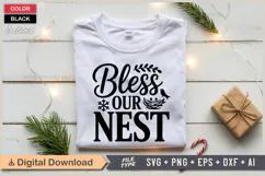 Bless Our Nest SVG | Christmas SVG | Holiday SVG | Xmas SVG Product Image 2