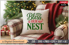 Bless Our Nest SVG | Christmas SVG | Holiday SVG | Xmas SVG Product Image 4