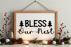 Bless Our Nest Sign SVG, Farmhouse Christmas Sign Product Image 4