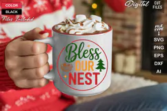 Bless Our Nest SVG | Christmas Round Sign SVG | Xmas SVG Product Image 5