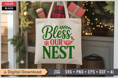 Bless Our Nest SVG | Christmas SVG | Holiday SVG | Xmas SVG Product Image 5