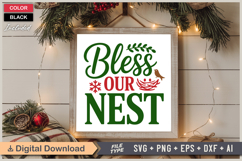 Bless Our Nest SVG | Christmas SVG | Holiday SVG | Xmas SVG Product Image 6