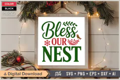 Bless Our Nest SVG | Christmas SVG | Holiday SVG | Xmas SVG Product Image 6
