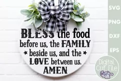 Farmhouse Home Round Sign Svg, Bless The Food Dinner Prayer Product Image 1