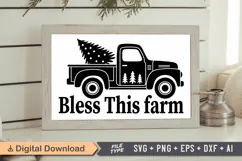 Bless This Farm Sign SVG, Farmhouse Christmas Sign Product Image 1