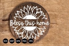 Bless this Home Svg | Sunflower Svg | Round Sign Product Image 1