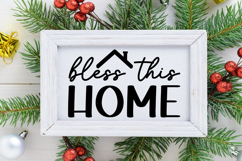 Bless This Home Sign SVG, Farmhouse Christmas Sign Product Image 2