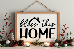 Bless This Home Sign SVG, Farmhouse Christmas Sign Product Image 4