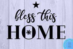 Bless This Home SVG Farmhouse Christmas Svg Wood Round Svg Product Image 2