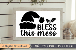 Bless This Mess Sign SVG, Farmhouse Christmas Sign Product Image 1