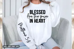 Blessed Are The Pure- Christian Sleeve T-Shirt Design Product Image 2