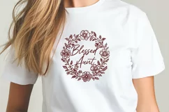 Blessed Aunt Floral Wreath SVG PNG, Elegant Aunt Gift Design Product Image 2