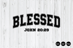 Blessed John 20:29 SVG, Varsity Blessed SVG, Religious SVG Product Image 1