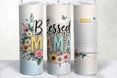 Blessed Mama | Mom Photo Tumbler Wrap Sublimation Design Product Image 1