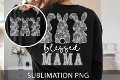 Blessed Mama, Lace Bunny PNG, Easter png, Lace Bow Bunny Png Product Image 1