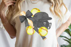 Softball Coquette png, Black Bows Sports Deisgn Product Image 4