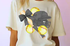 Softball Coquette png, Black Bows Sports Deisgn Product Image 5
