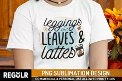 Leggings Leaves & Lattes Sublimation, Fall PNG Product Image 1