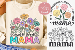 Blessed to be Called Mama Day, Boho Mama Floral PNG Product Image 1