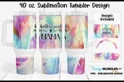 Blessed Mama Boho Feathers 40oz Sublimation Tumbler Design Product Image 1