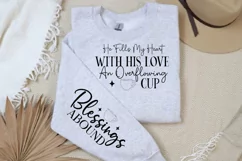 He Fills My Heart With Sleeve SVG, Christian SVG Design Product Image 3