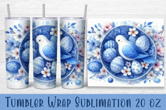 Easter animal Tumbler wrap | Cute blu Easter sublimation Product Image 1