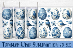 Easter animal Tumbler wrap | Cute blu Easter sublimation Product Image 1