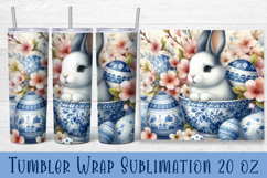 Easter animal Tumbler wrap | Cute blu Easter sublimation Product Image 1