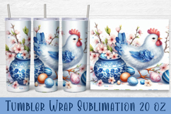 Easter animal Tumbler wrap | Cute blu Easter sublimation Product Image 1