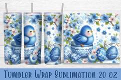 Easter animal Tumbler wrap | Cute blu Easter sublimation Product Image 1