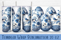 Easter animal Tumbler wrap | Cute blu Easter sublimation Product Image 1