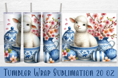 Easter animal Tumbler wrap | Cute blu Easter sublimation Product Image 1