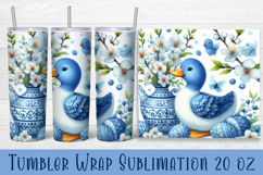 Easter animal Tumbler wrap | Cute blu Easter sublimation Product Image 1