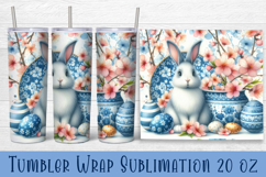 Easter animal Tumbler wrap | Cute blu Easter sublimation Product Image 1