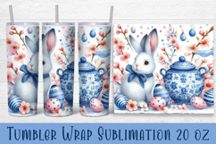 Easter animal Tumbler wrap | Cute blu Easter sublimation Product Image 1