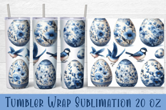 Easter animal Tumbler wrap | Cute blu Easter sublimation Product Image 1