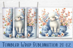 Easter animal Tumbler wrap | Cute blu Easter sublimation Product Image 1