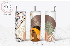 African Woman Boho, Tropical, Split Tumbler Sublimation Wrap Product Image 1
