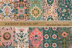Boho Exotic Digital Papers Pink Teal Gold Product Image 1